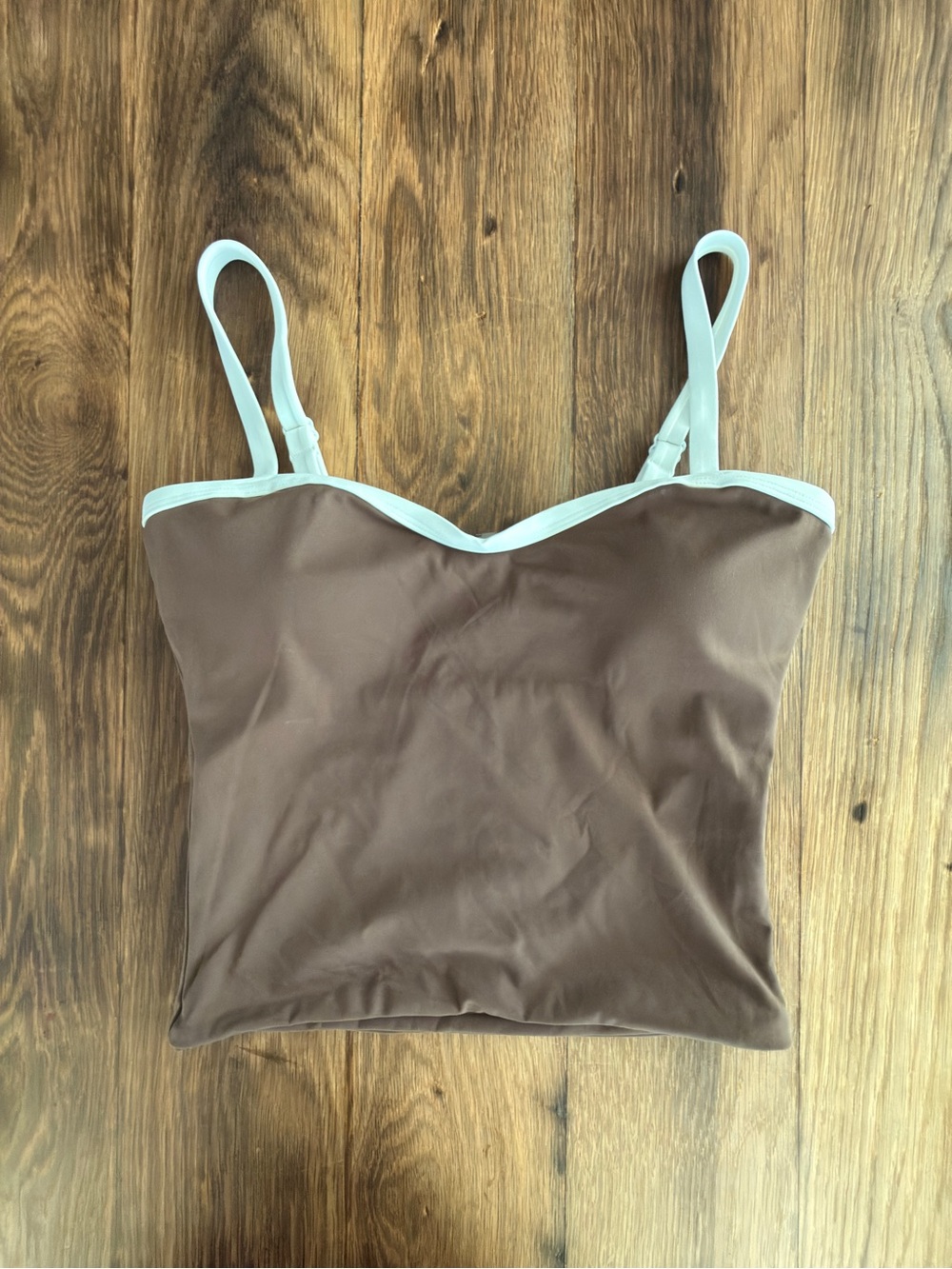 Brown Cami Top with Light Trim and Adjustable Straps